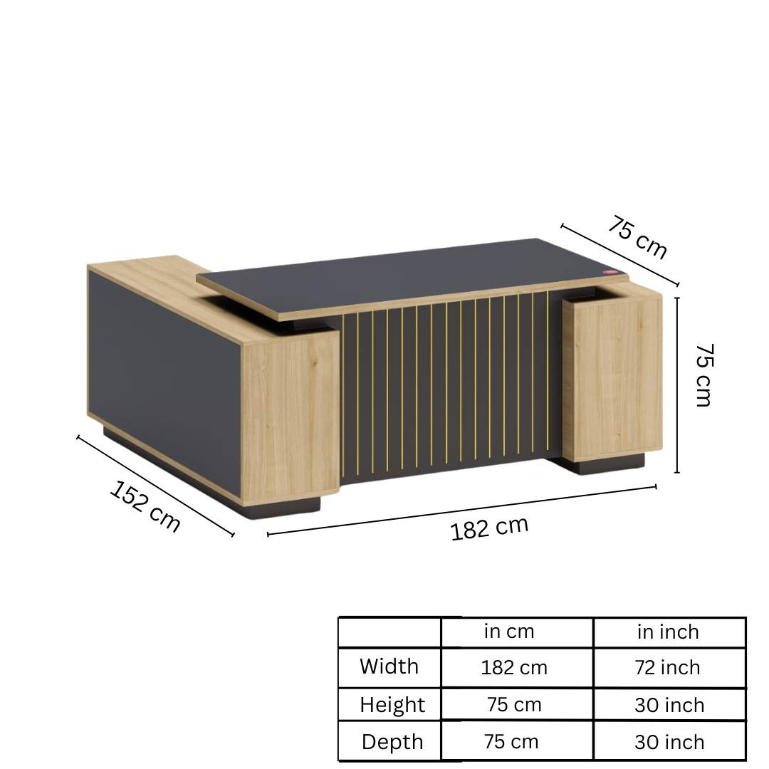 Image of L-Shaped Office Table with a Right-Side Runner Drawer RA412 - View