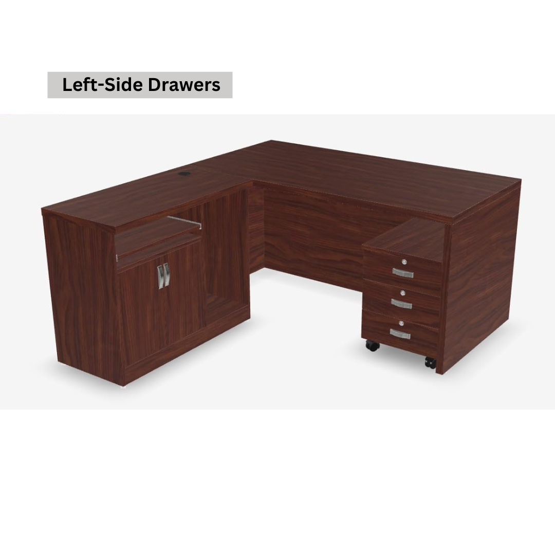 Image of L-Shaped Office Table with a Left-Side Runner Drawer RA413 - View