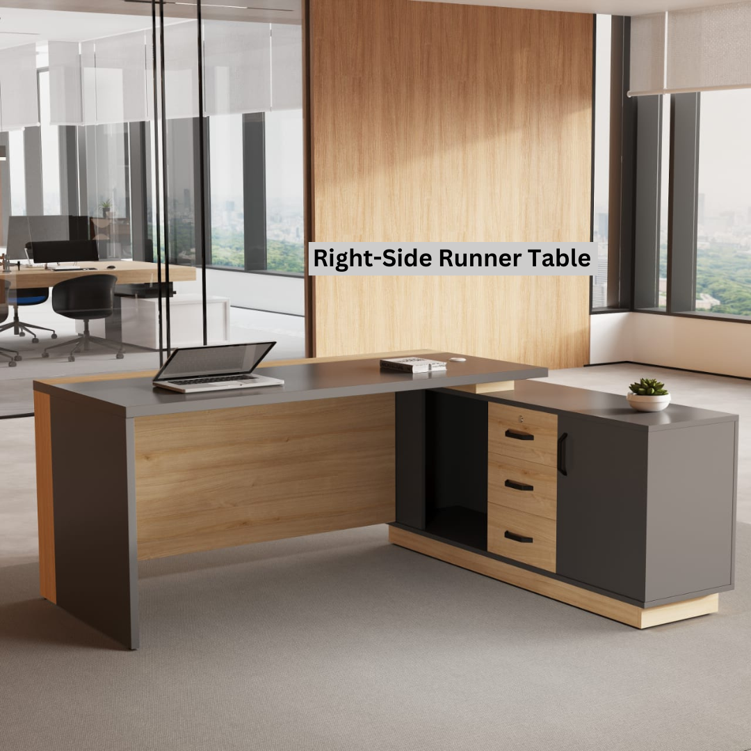 Image of L-Shaped Office Table with a Right-Side Runner Drawer RA411 - View