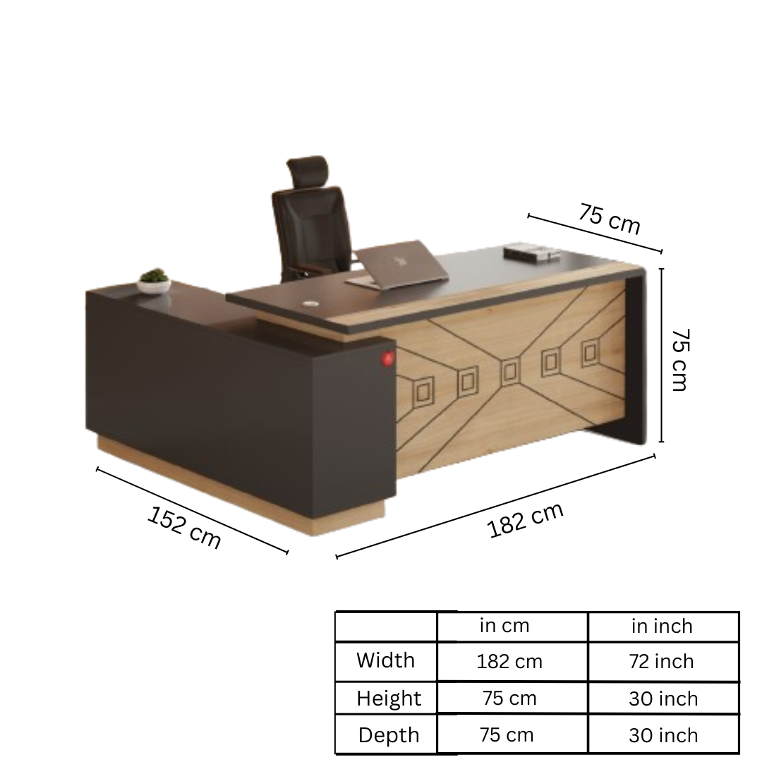 Image of L-Shaped Office Table with a Right-Side Runner Drawer RA411 - View