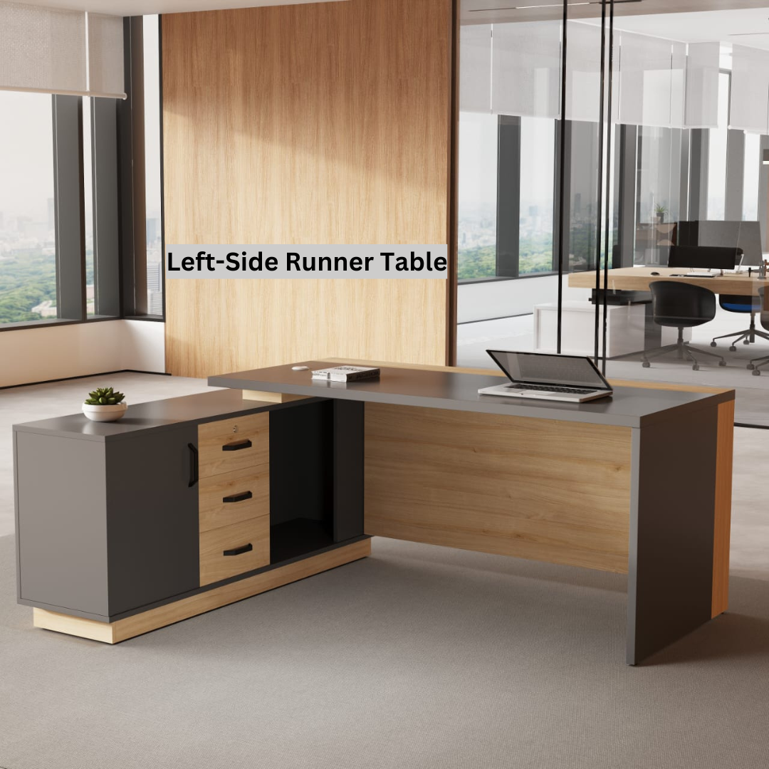 Image of L-Shaped Office Table with a Left-Side Runner Drawer RA411 - View