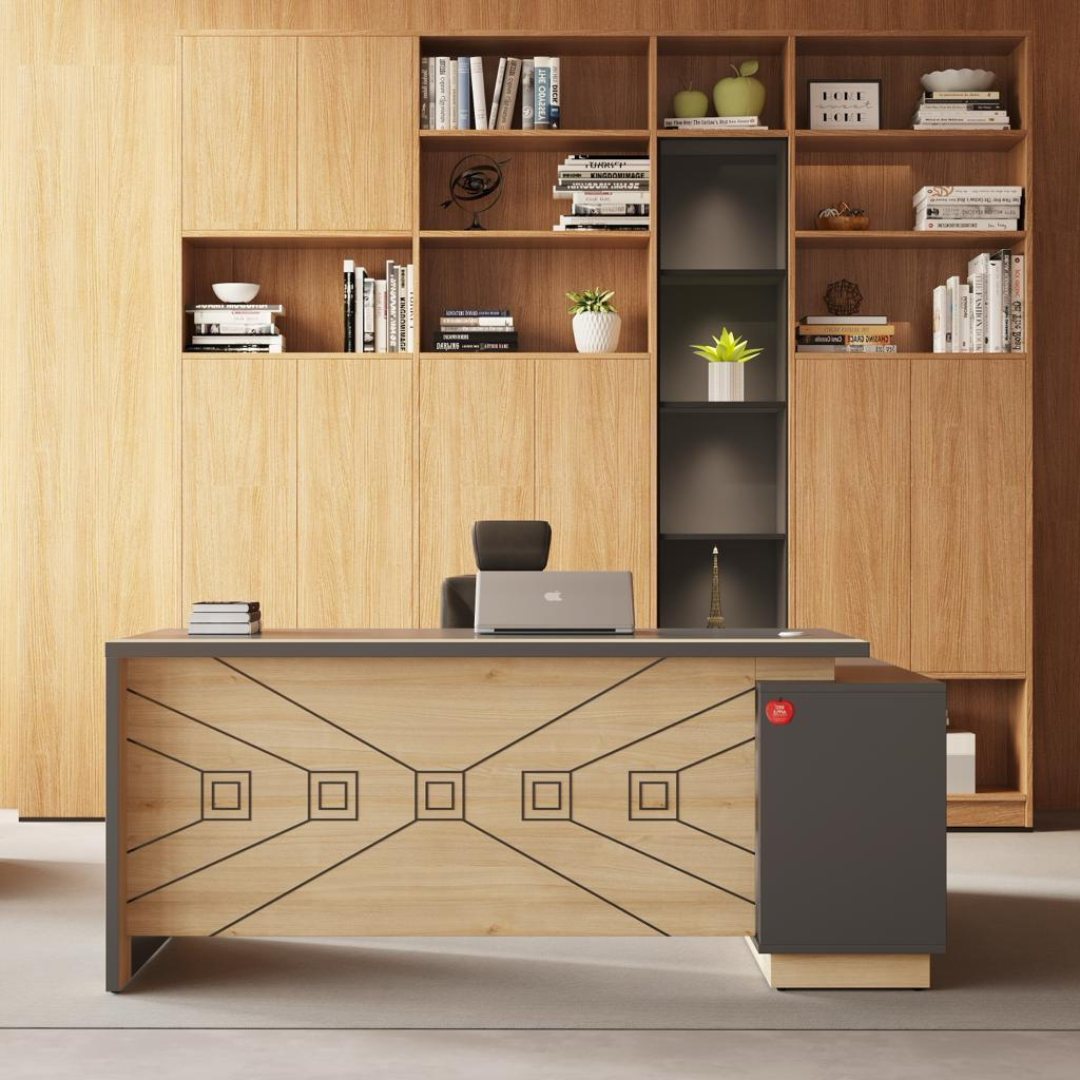 Image of L-Shaped Office Table with a Left-Side Runner Drawer RA411 - View