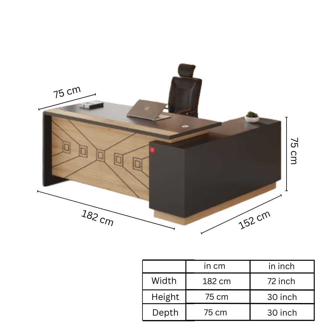 Image of L-Shaped Office Table with a Left-Side Runner Drawer RA411 - View