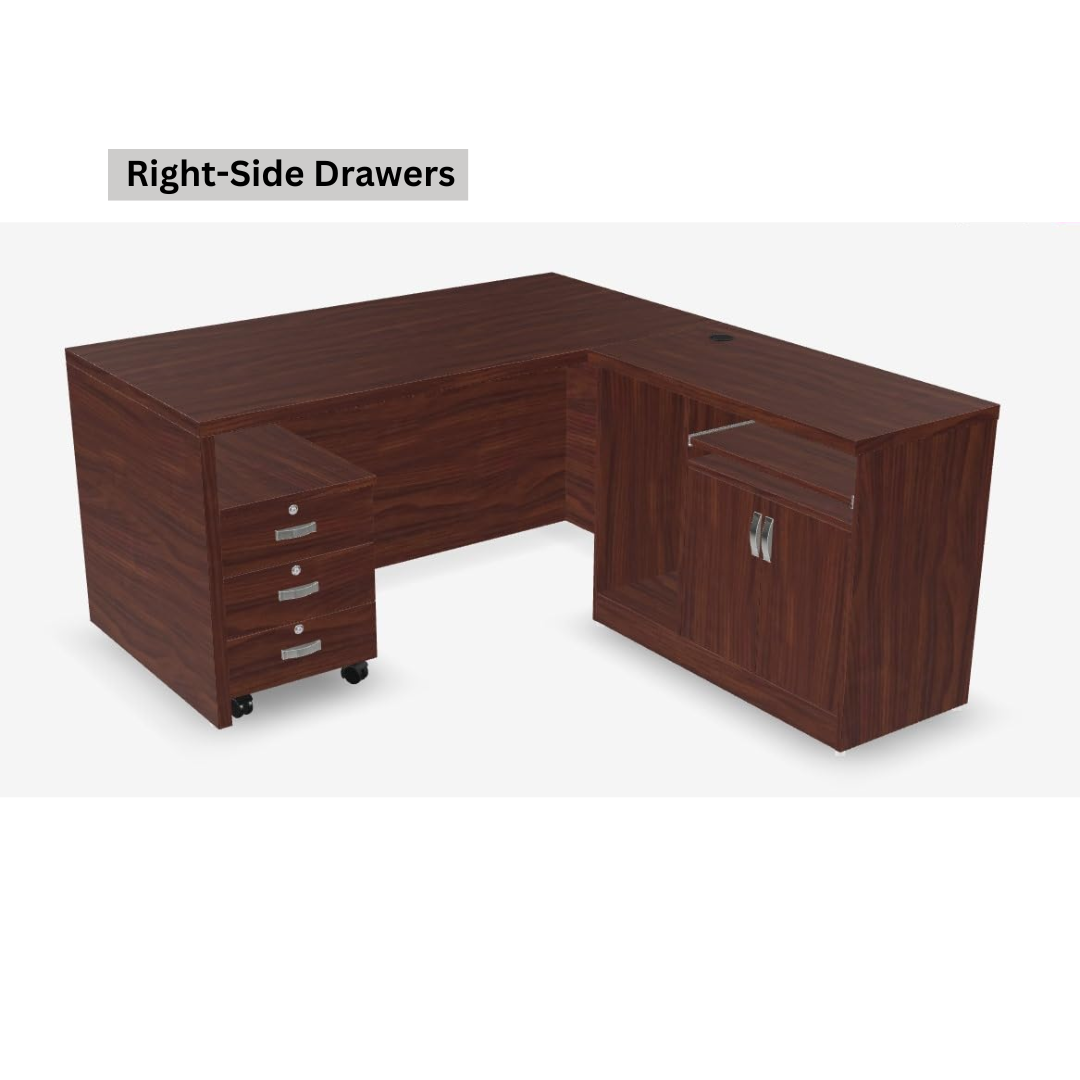 Image of L-Shaped Office Table with a Right-Side Runner Drawer RA413 - View