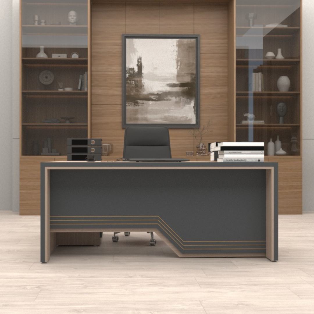 Image of L-Shaped Office Table with a Right-Side Runner Drawer RA414 - View