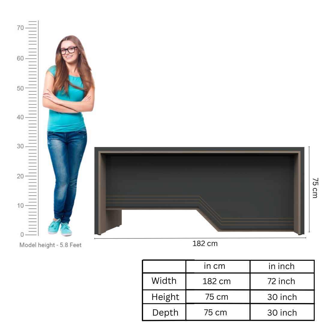 Image of L-Shaped Office Table with a Right-Side Runner Drawer RA414 - View