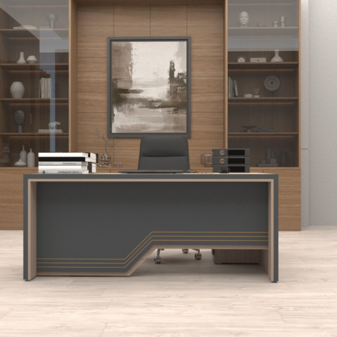 Image of L-Shaped Office Table with a Left-Side Runner Drawer RA414 - View
