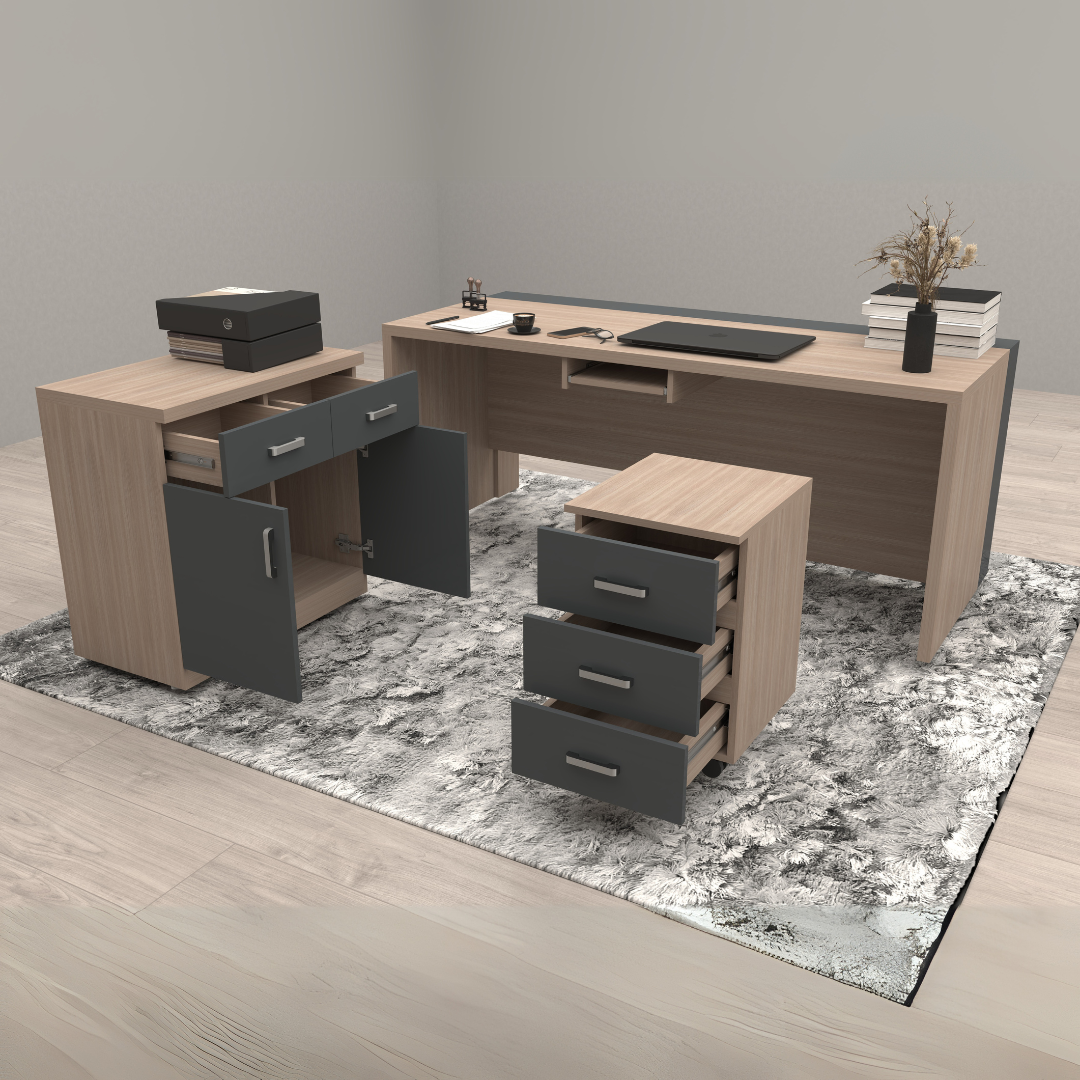 Image of L-Shaped Office Table with a Left-Side Runner Drawer RA414 - View