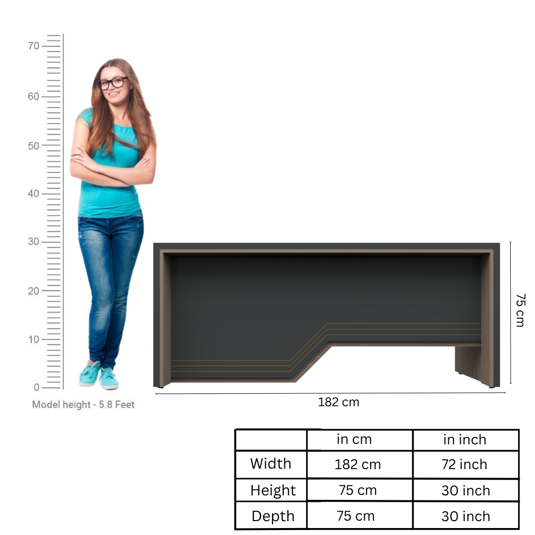 Image of L-Shaped Office Table with a Left-Side Runner Drawer RA414 - View